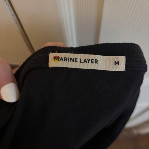 Marine Layer Womens Black V-Neck Short Sleeve Supima Cotton Modal Tee Shirt M - Picture 7 of 7